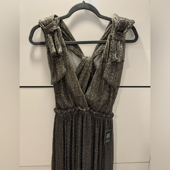 RACHEL ZOE X EXPRESS BLACK METALLIC TIE SHOULDER MAXI DRESS - Picture 5 of 7